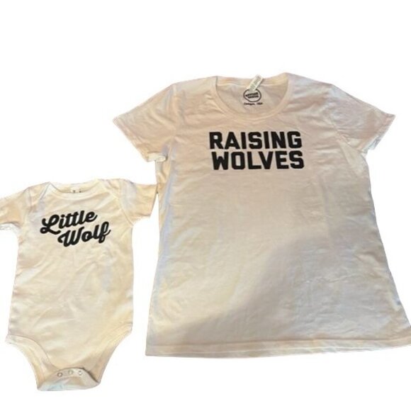 Matching Mommy & baby outfit "Raising Wolves" T-Shirt & "Little Wolf" L/ 18-24M - Picture 1 of 7